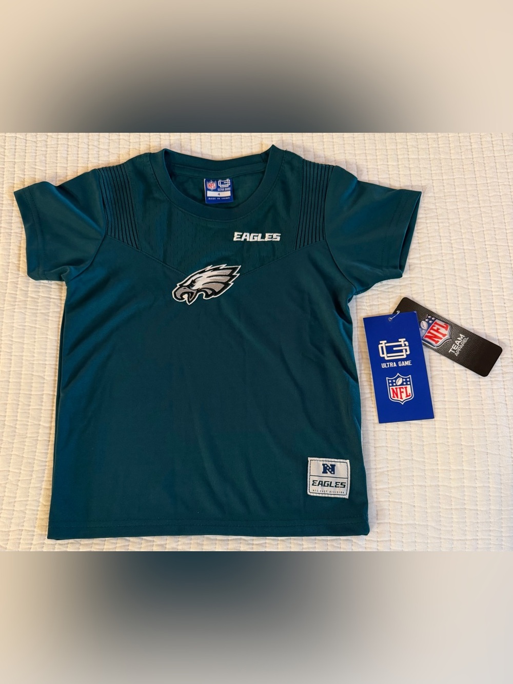 NFL Philadelphia Eagles Midnight Green Kids Jersey Embroidered Logo - Sz 4 - NWT
